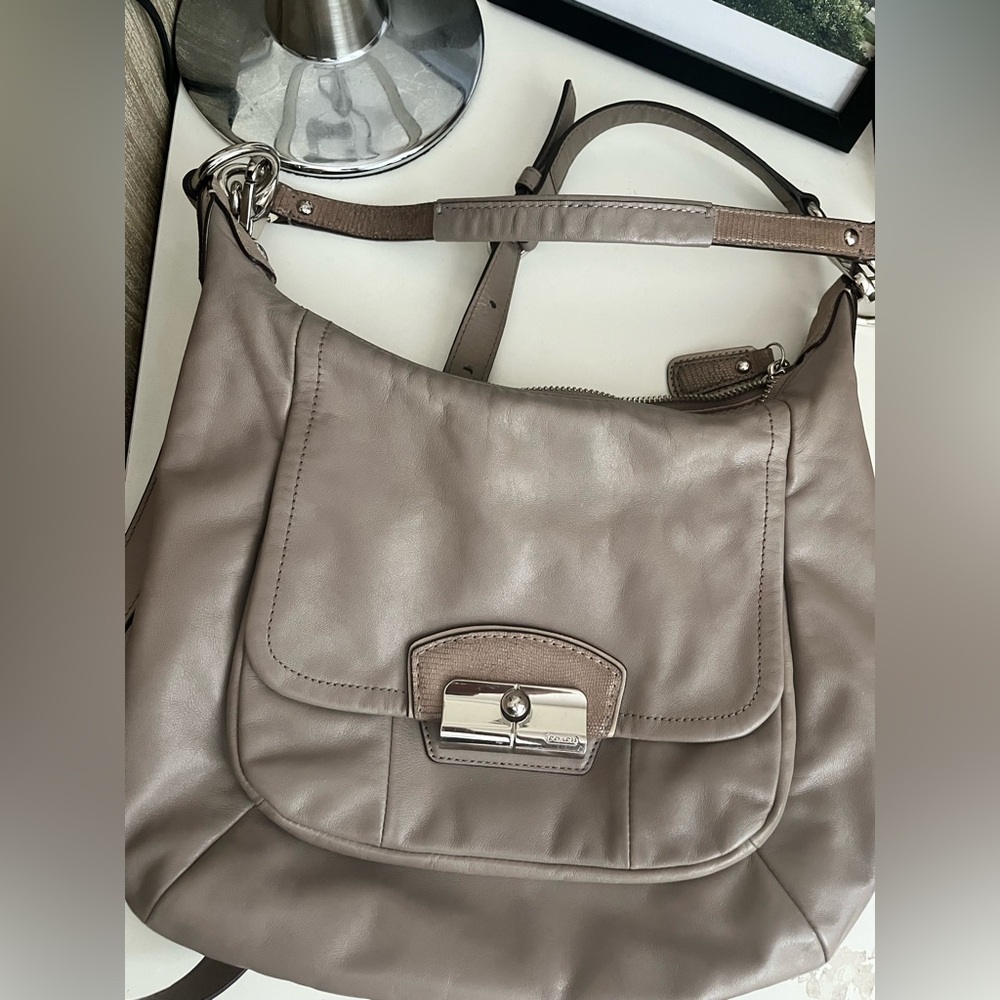 Coach Taupe Leather Shoulder Bag